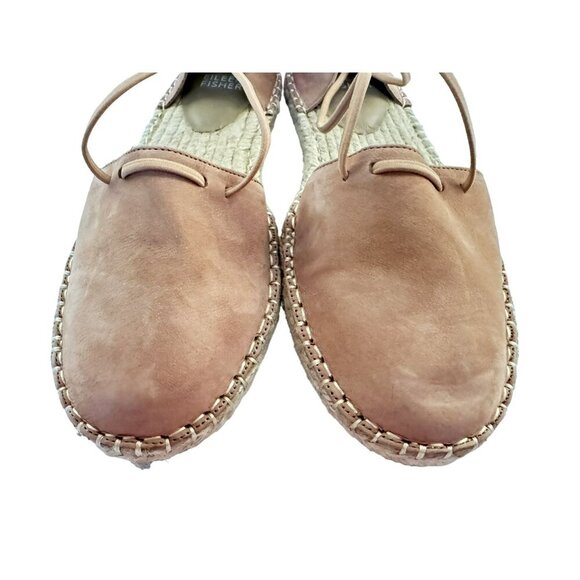 Eileen Fisher ESPADRILLES Suede d'Orsay Laced Close Toe Sandals Bk Zip 6.5M NEW - Picture 2 of 7